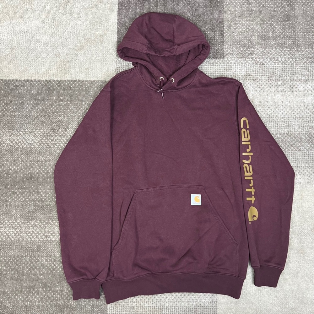 Carhartt Mens Loose Fit Graphic Sleeve Hoodie Maroon K288 PRT Size Small